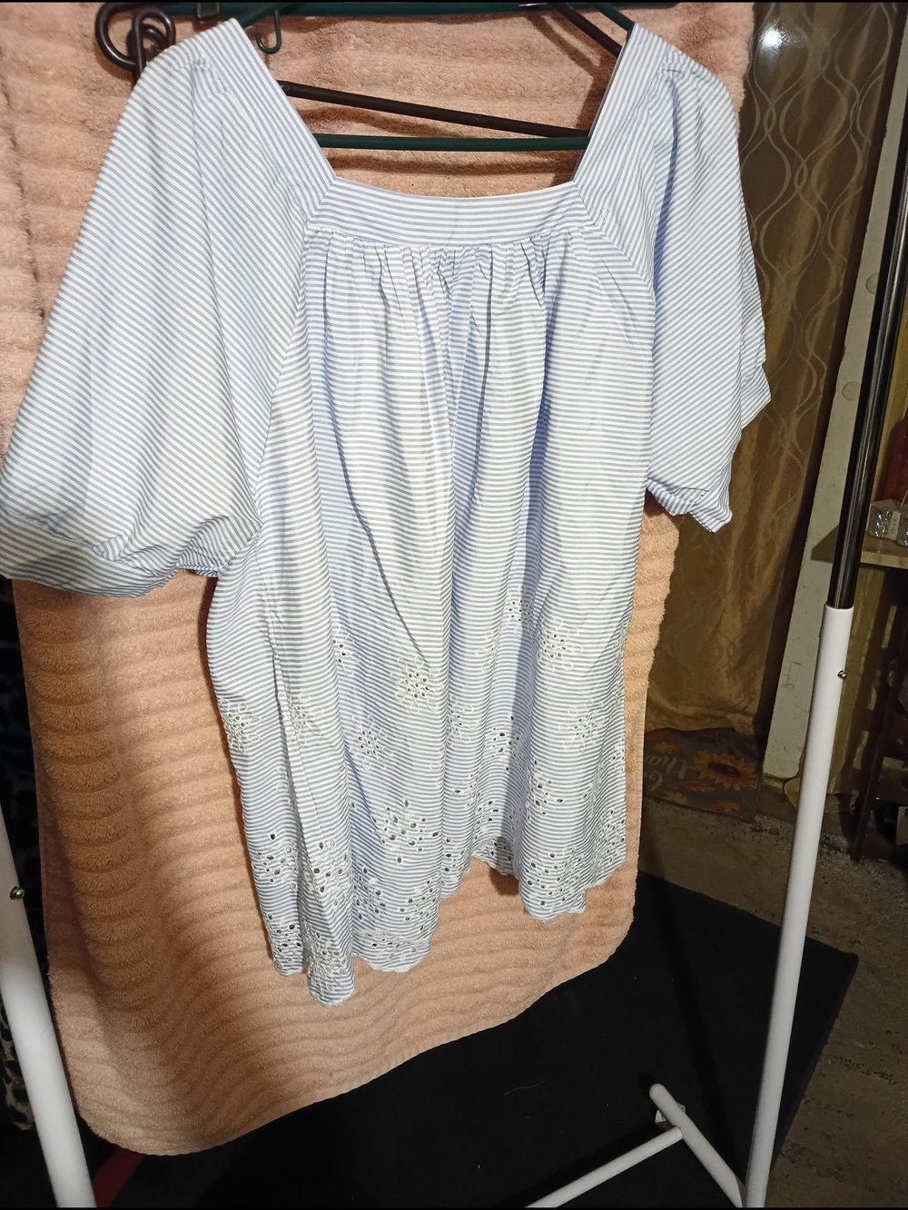 ViVI Light Blue & White Striped Peasant Tunic